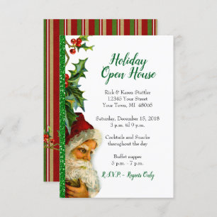 Invitation Holiday Open House Green Parties scintillant Père 