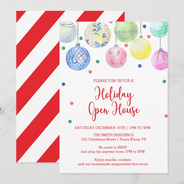 Invitation Holiday Orament Holiday Open House (Devant / Derrière)