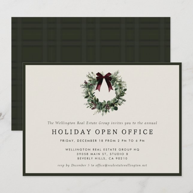 Invitation Holiday Party Festive Corporate Business Christmas (Devant / Derrière)