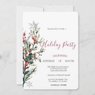 Invitation Holly à l'aquarelle Noël verdure
