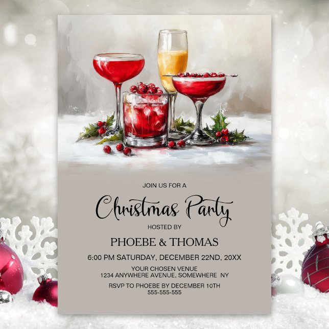 Invitation Holly Cocktails Christmas Party (Créateur téléchargé)