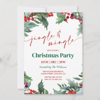 Invitation Holly Jingle and Mingle Christmas Party
