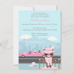 Invitation Hollywood Glamor Star Bois animaux 