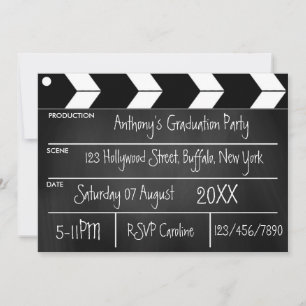 Invitation Hollywood Movie Graduation Party Chalkboard