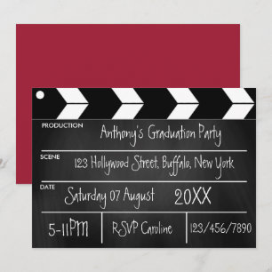 Invitation Hollywood Movie Graduation Party Chalkboard Invit