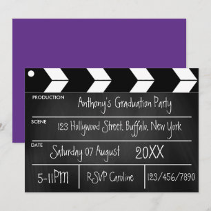 Invitation Hollywood Movie Graduation Party Chalkboard Invit