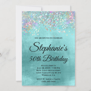 Invitation Holo Parties scintillant Pale Aqua Blue Foil Foil