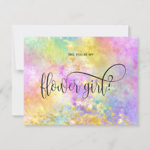 Invitation holographe opale seras-tu ma demoiselle d'honneur
