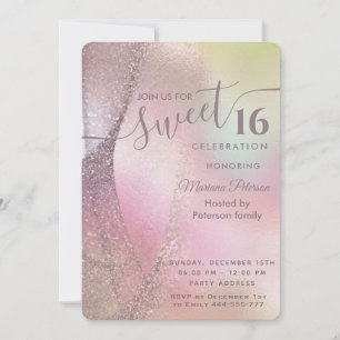 Invitation Holographe parties scintillant tendance abstraite