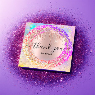 Invitation Holographe rose Merci Parties scintillant