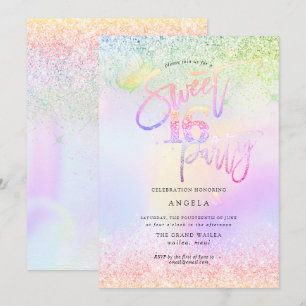 Invitation Holographic Sweet 16 Parties scintillant Diamond r