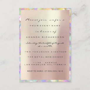 Invitation Holographie rose Fête des mariées douce 16e PEARLY
