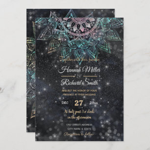 Invitation Holographique magique Parties scintillant Mandala