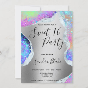 Invitation Holographique Opale Iridescente