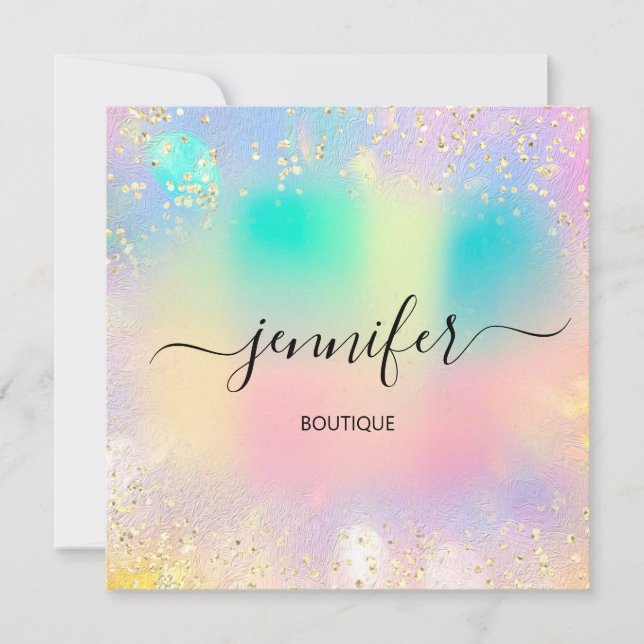 Invitation Holographique Professional Gold Confetti Unicorn (Devant)