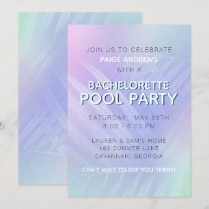 Invitation Holographique Tropical Feuille Bachelorette Party