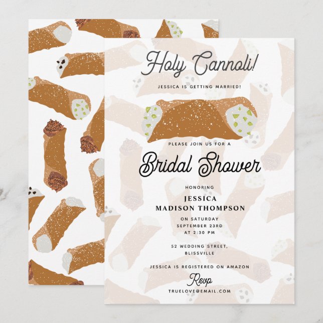 Invitation Holy Cannoli Funny Italian Bridal Shower (Devant / Derrière)