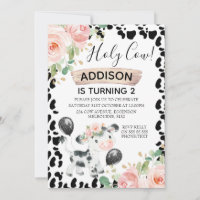 Holy Cow Floral and Cow Imprimer 2e Invitat d'anni
