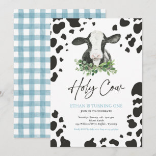 Invitation Holy Cow I'm One Boy Ranch Farm Anniversaire