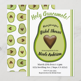 Invitation Holy Guacamole Cœur Fête de Mariage à l'avocat