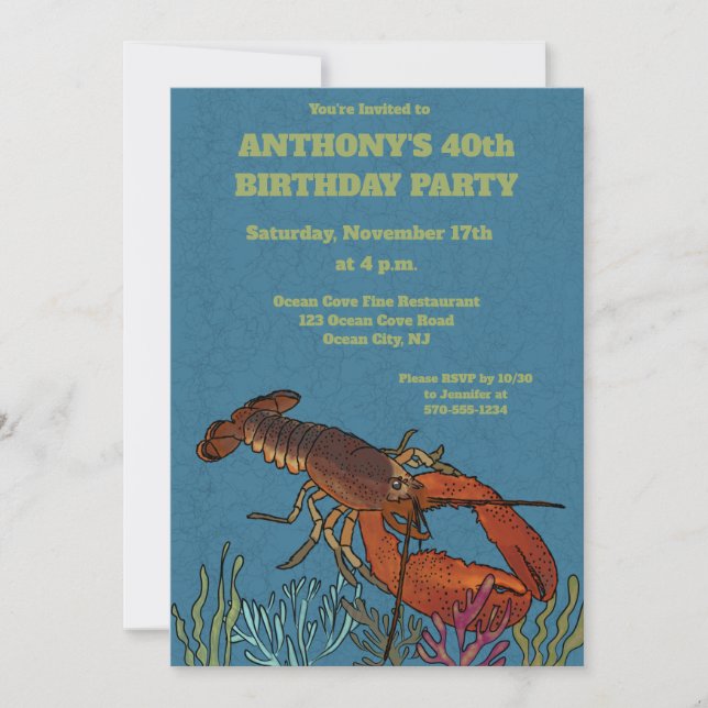 Invitation Homard dans la mer Fête d'anniversaire personnalis (Devant)