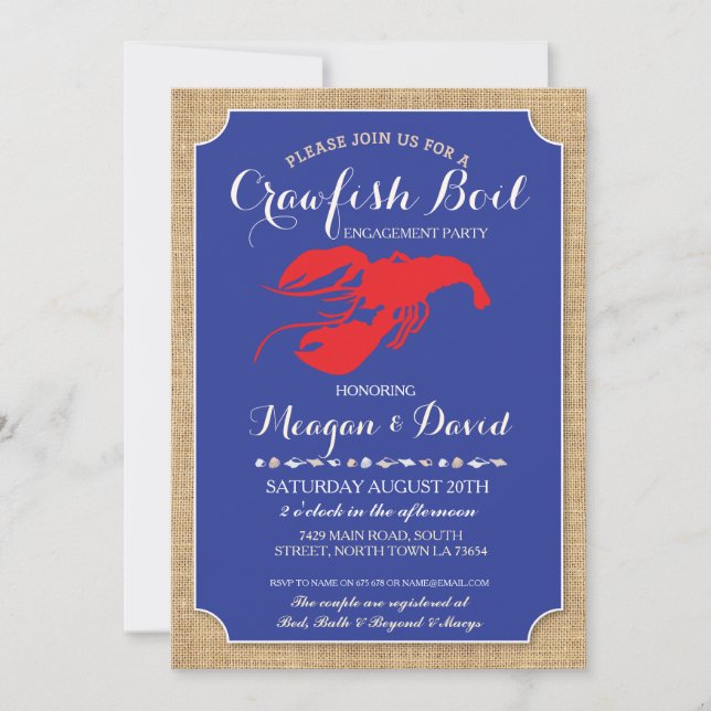 Invitation Homard de douche de partie de fiançailles (Devant)