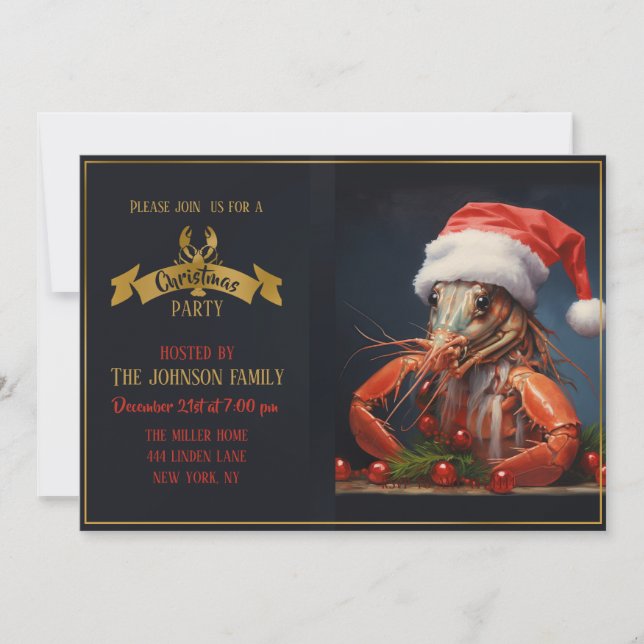 Invitation Homard de Noël (Devant)