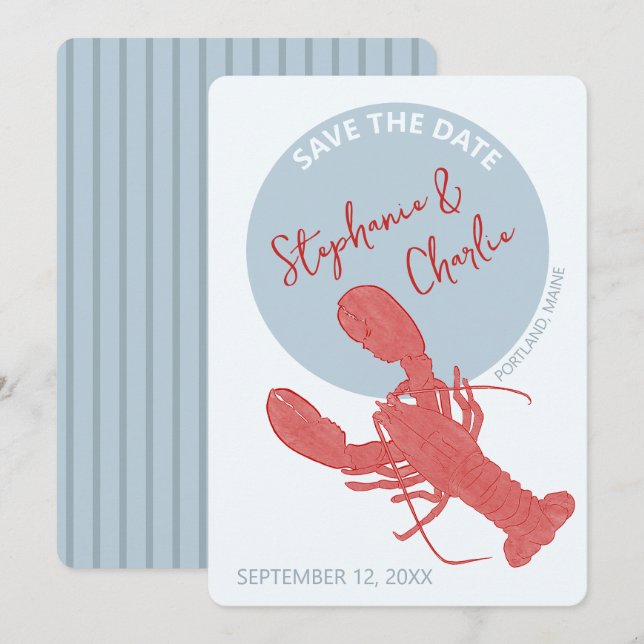 Invitation Homard Maine Mariage Enregistrer La Date (Devant / Derrière)