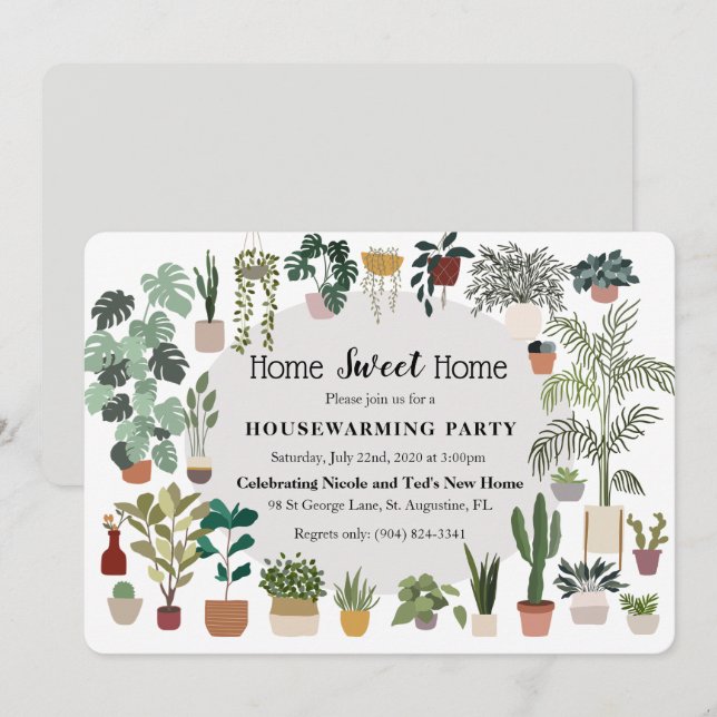 Invitation Home Sweet Home Plante de chauffage domestique Inv (Devant / Derrière)