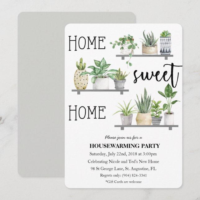 Invitation Home Sweet Home Plante de chauffage domestique Inv (Devant / Derrière)