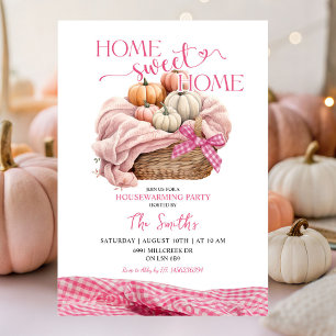 Invitation Home Sweet Home Rose En vichy Citrouille Réchauffe