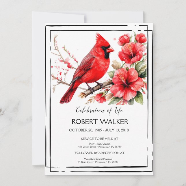 Invitation Hommage Cardinal et Hibiscus Life (Devant)