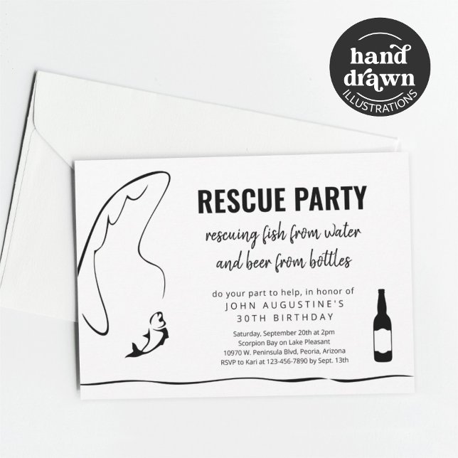 Invitation Homme Adulte Funny Pêche Anniversaire Parti de ret (Créateur téléchargé)