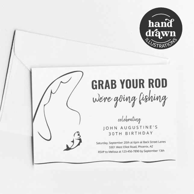 Invitation Homme Adulte Funny Pêche Anniversaire Parti de ret (Créateur téléchargé)