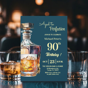 Invitation Homme âgé à la perfection 90 ans Whiskey Anniversa