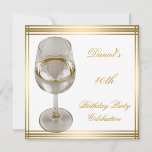 Invitation Homme Boissons Froides Or Sépia 40e Anniversaire