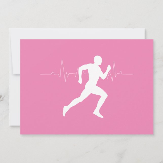 Invitation Homme coureurs Silhouette sur Arrière - plan rose (Devant)