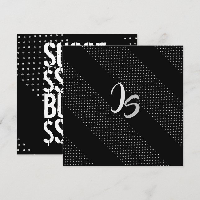 Invitation Homme d'affaires prospère Monogramme d'argent pers (Devant / Derrière)