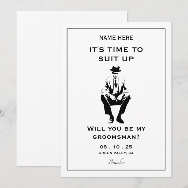 Invitation Homme de chambre (Devant / Derrière)