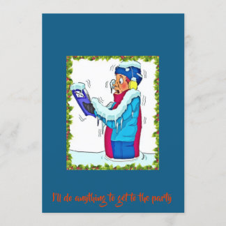 Invitation Homme de congélation drôle dans le bleu