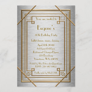 Invitation Homme de fête d'anniversaire, style de Gatsby