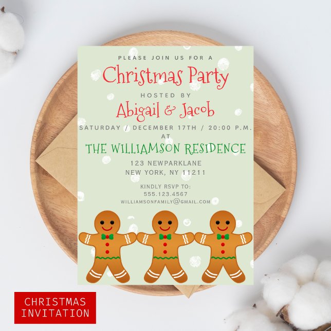 Invitation Homme de pain d'épices mignon | Christmas Party Sa (Créateur téléchargé)
