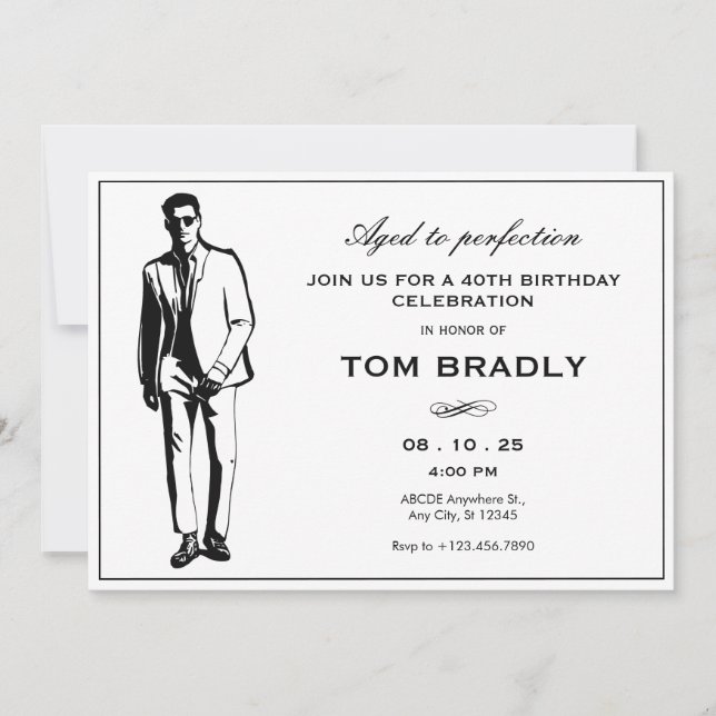 Invitation Homme élégant avec lunettes de soleil et costume A (Devant)