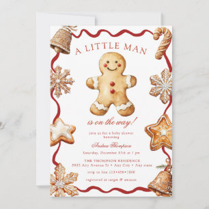 Invitation Homme en pain d'épices   Baby Shower de Noël 