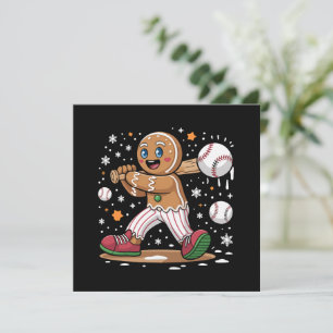 Invitation Homme en pain d'épices de Noël Joueur de baseball