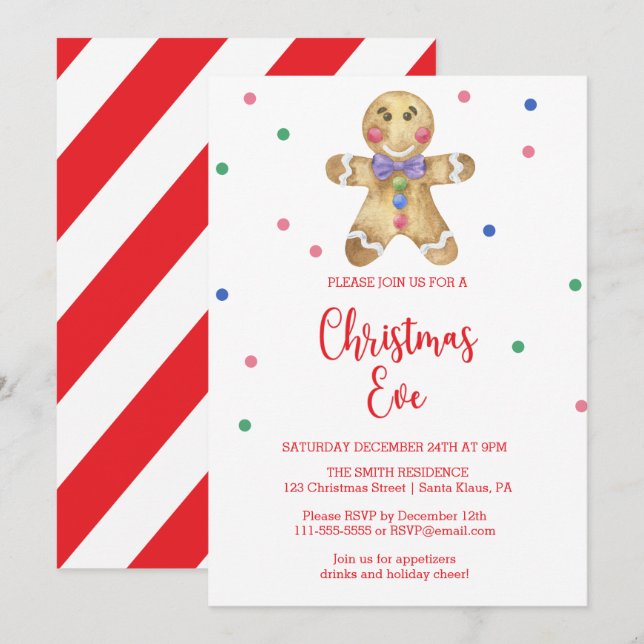Invitation Homme en pain d'épices - Noël (Devant / Derrière)