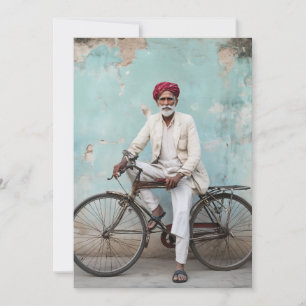 Invitation Homme indien âgé traditionnel Vélo Vintage