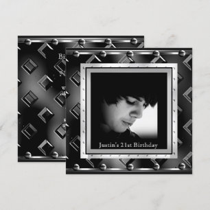 Invitation Hommes 21e anniversaire Fête Black Metal Look