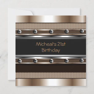 Invitation Hommes 21e fête d'anniversaire Métal Black Mans