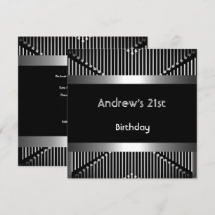 Invitation Homme's 21st Birthday Party Argent Black Metal Jew